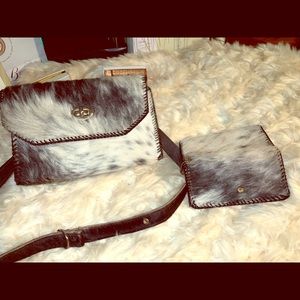 Handmade cowhide bag w/wallet